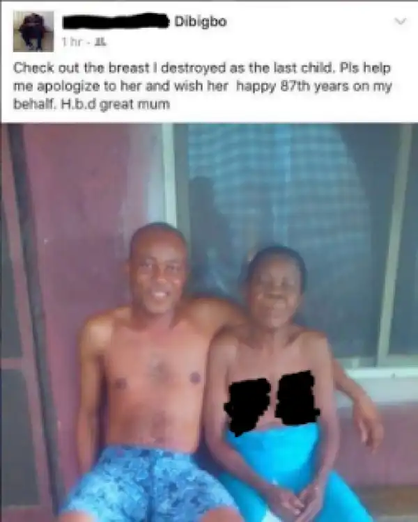Shameful! See The Way This Man Celebrated His Mother’s Birthday On Facebook (Photo)